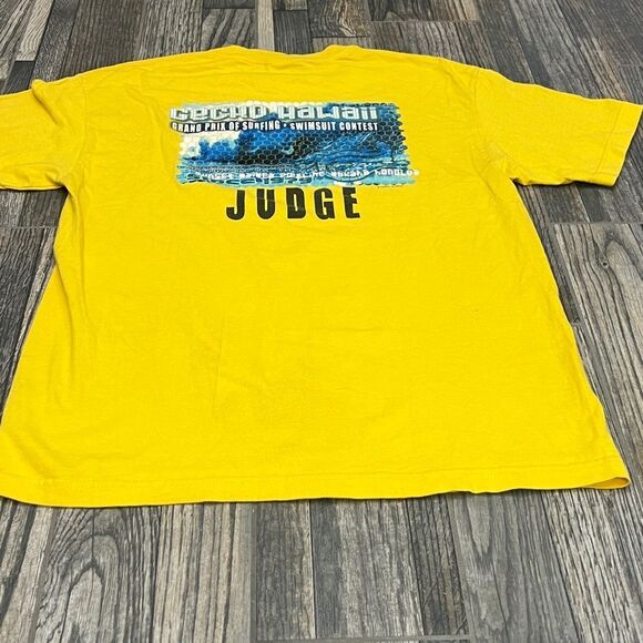 ๐๏ธ๐โโ๏ธ๐ Vintage Geiko HAWAII SURFING SWIMSUIT JUDGE Tee - RARE - Large - GUC - Picture 5 of 16